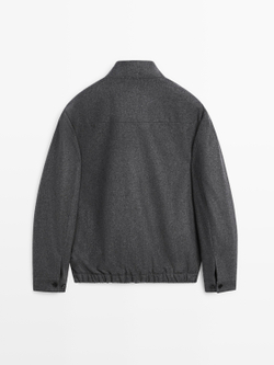 Massimo Dutti Бомбер из смесовой шерсти, серый