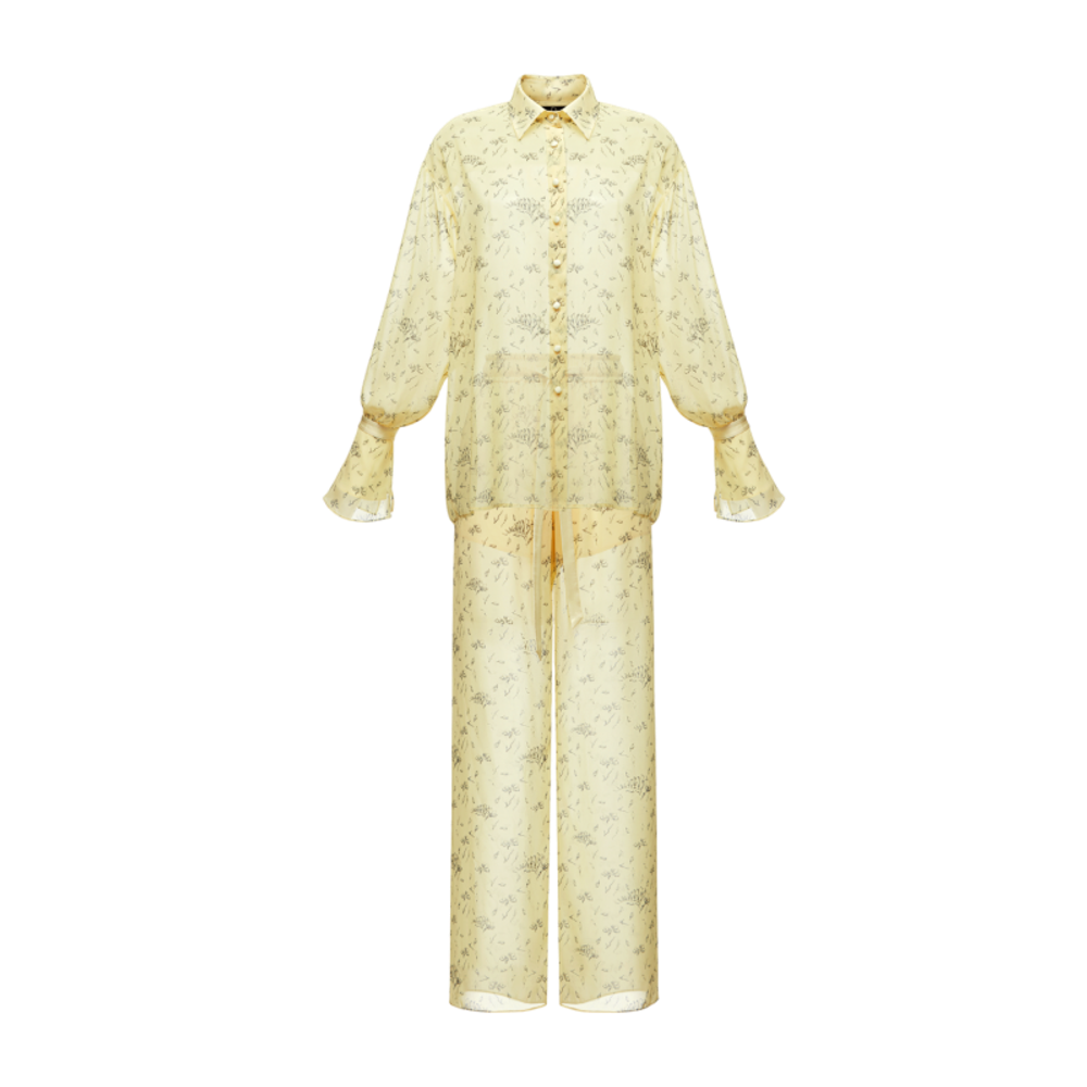 Рубашка из шифона с принтом