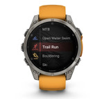 Умные часы Garmin Fenix 8, 47 мм, AMOLED, Sapphire Titanium with spark orange/graphite silicone band