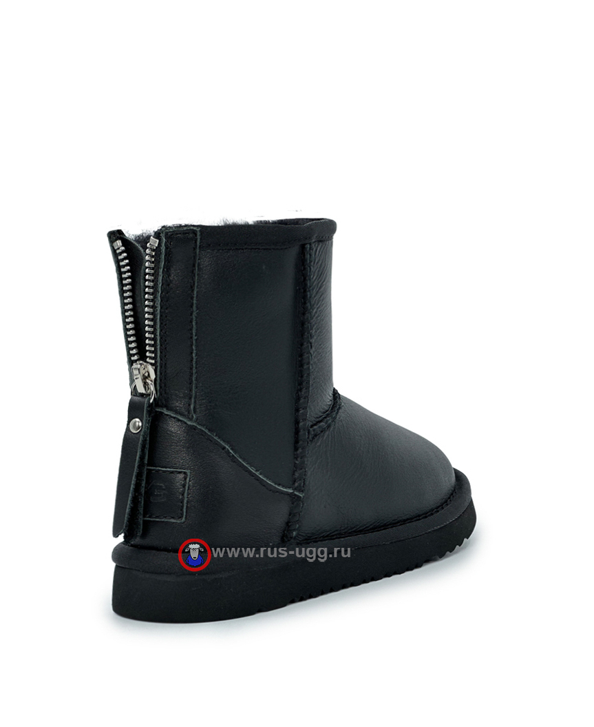 KIDS CLASSIC SHORTZIP LEATHER Black