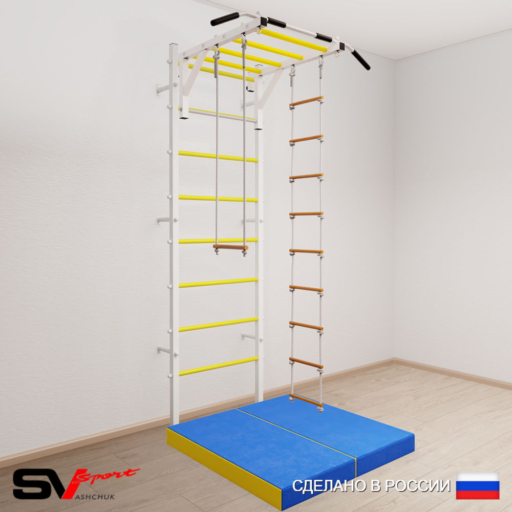 Шведская стенка Sv Sport усиленная 6384 (Турник рукоход/Лестница/Трапеция/Мат 1м)