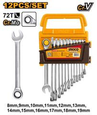 Набор комб. ключей с трещоткой 8-19мм. 12 пред. INGCO HKSPAR1122 INDUSTRIAL