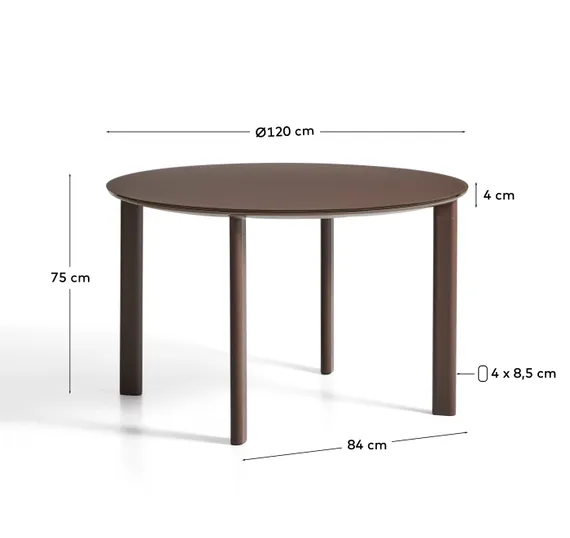 Уличный стол Erice из алюминия и закаленного стекла коричневого цвета, 120 см