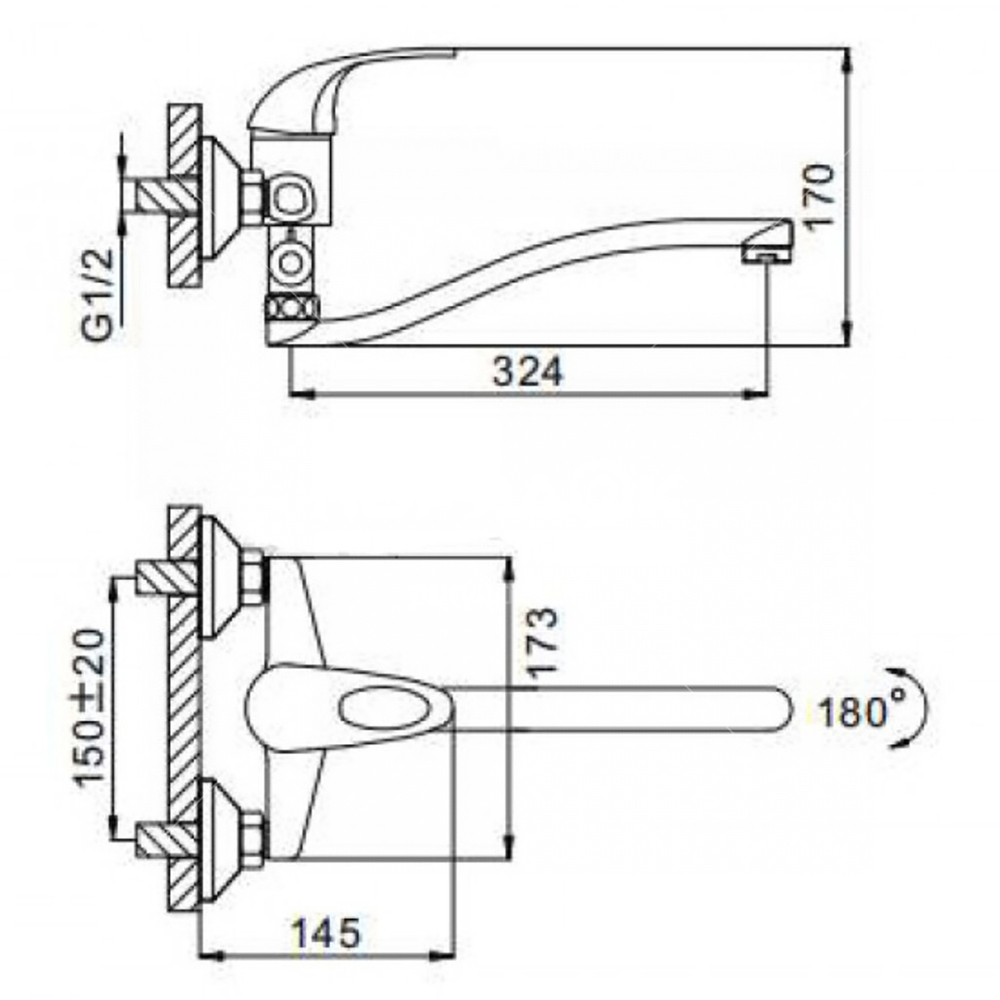 Смеситель для ванны и раковины 40к F2102-В FRAP (S излив, хром, силумин)