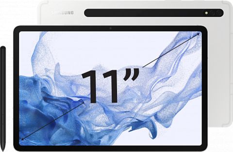 Планшет Samsung Galaxy Tab S8, 8 ГБ/128 ГБ, Wi-Fi + Cellular, со стилусом, серебро (Global)
