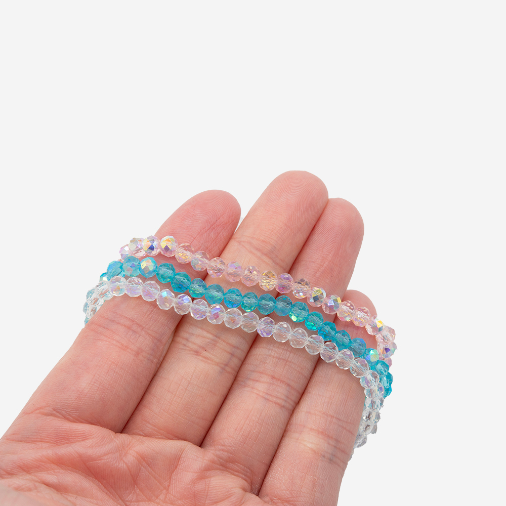 Хрустальные бусины "Марказит" с эффектом иризации, оттенок "Пудровый", 4,3*3,5мм, рондель