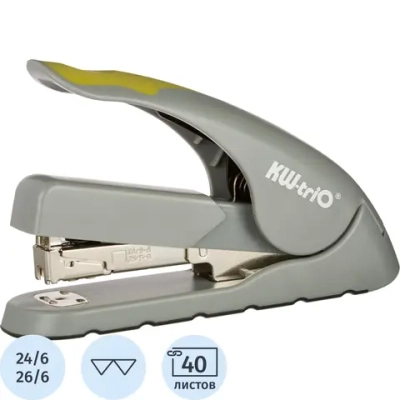 Степлер KW-Trio Level-Touch до 40 листов серый/зелёный (скобы № 24/6, 24/8, 26/6, энергосберегающий)