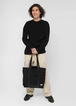 Шоппер FOS Объёмный из плотного хлопка с ручками из стропы черный