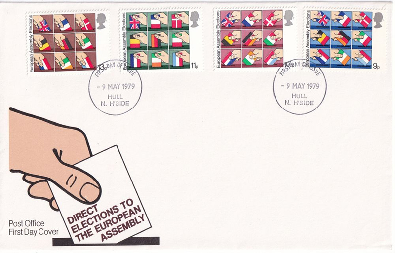 Конверт Первого дня Великобритании от 9 мая 1979 года с четырьмя марками и спецгашением