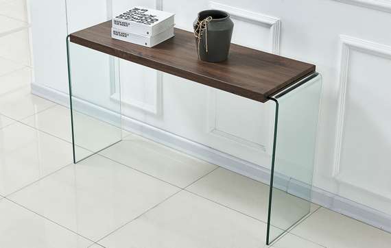 Консоль Glass с деревянной столешницей