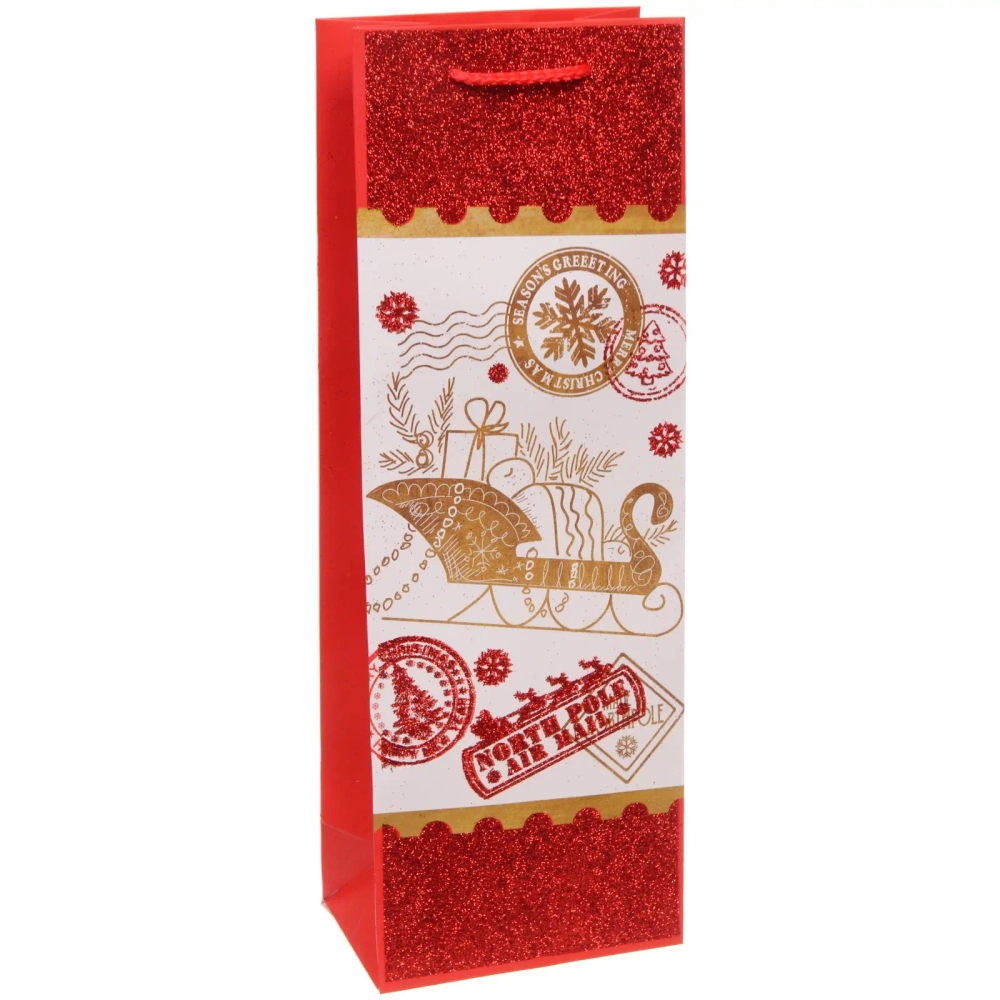 Пакет под бутылку «Новогодняя посылка» 36*12,5*8,5 см