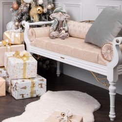 Банкетка Флоренция Премиум Белый Каледония Даймонд Айвори Амбер