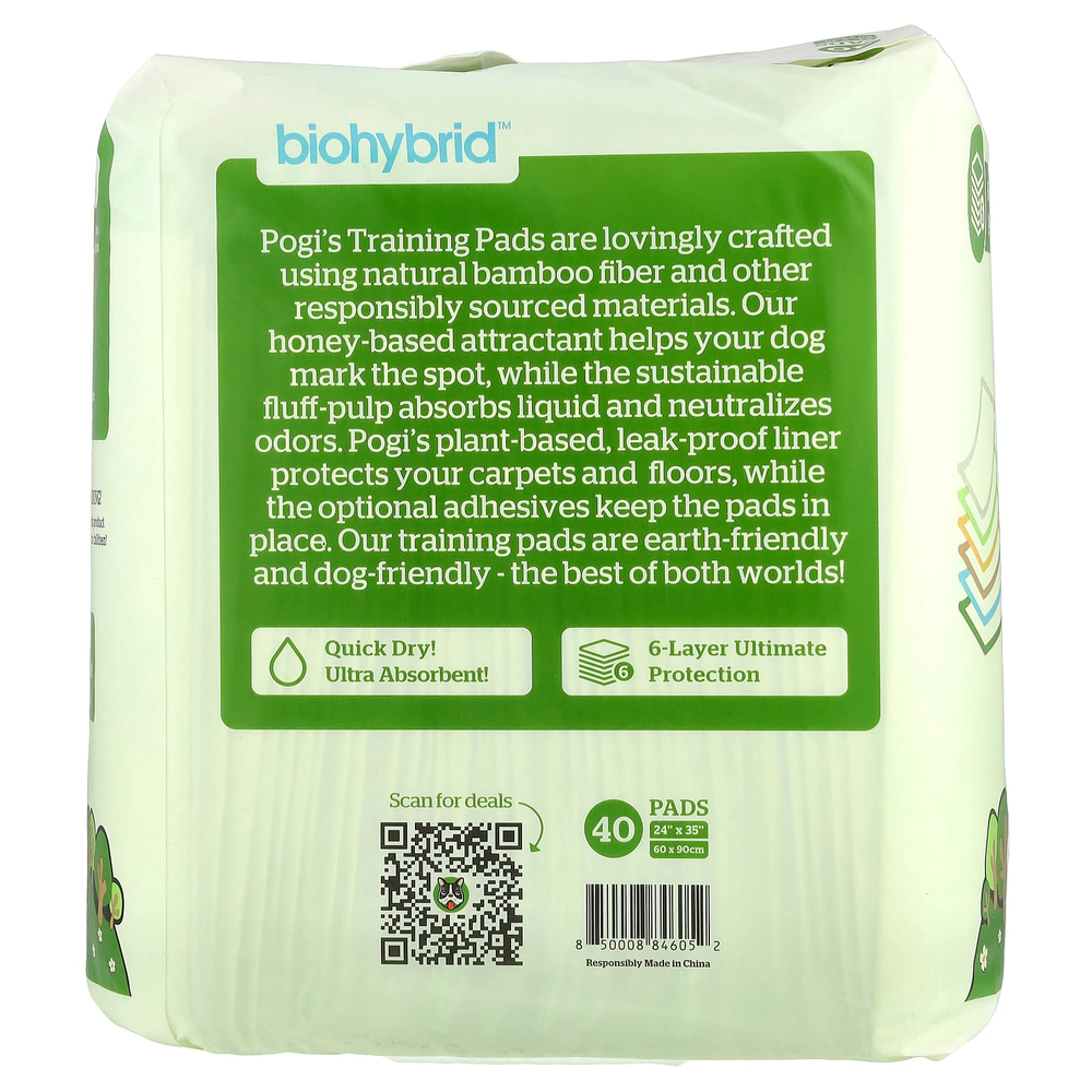 Pogi's Pet Supplies, Earth Friendly Training Pads, очень большие, 40 шт.