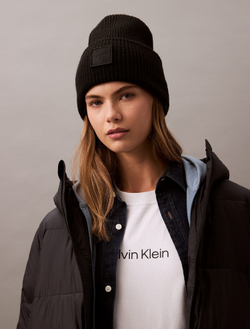 Шапка Calvin Klein Ribbed Monogram Logo Badge Black
