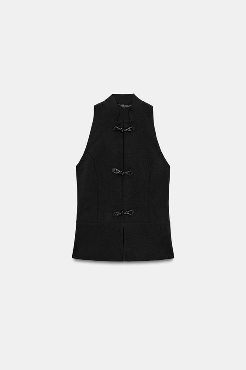 ZARA ТОП С БАСКОЙ И НАВЕСНЫМИ ПЕТЛЯМИ, ЧЕРНЫЙ