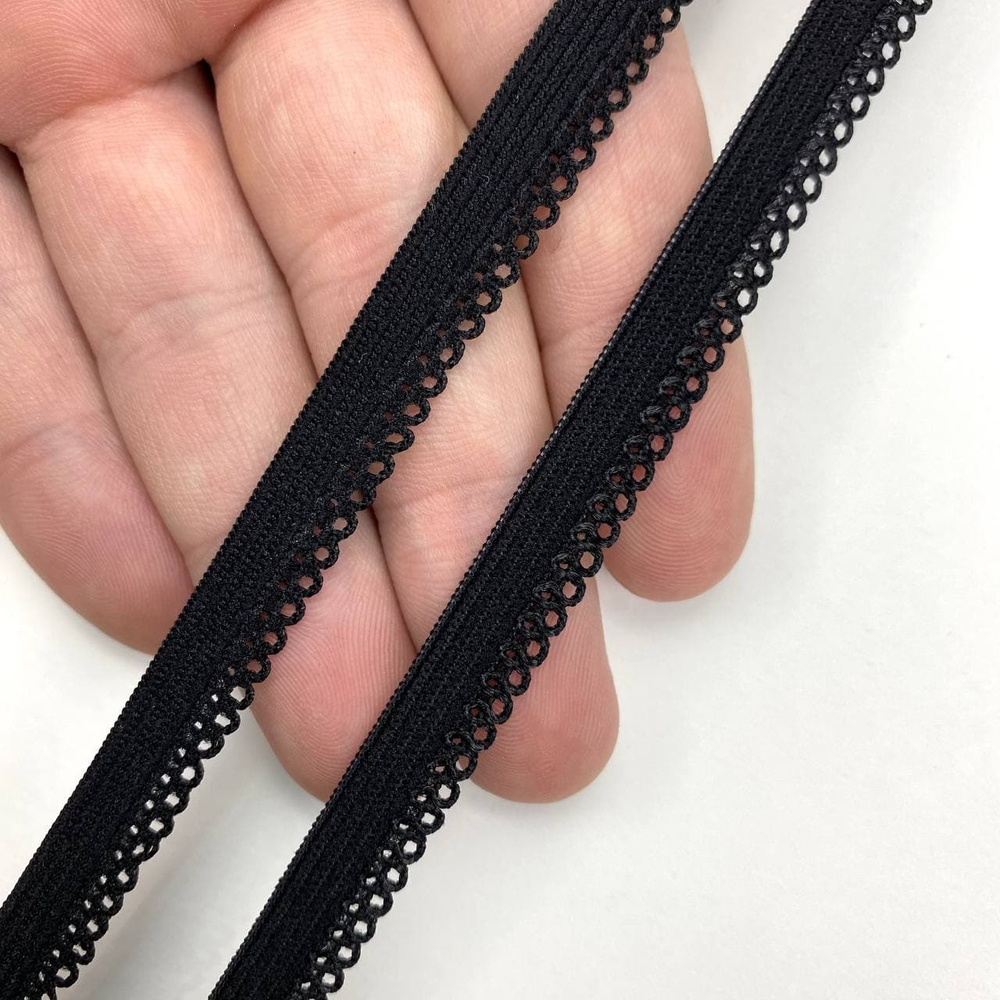 Отделочная резинка ажурная черная 10 мм