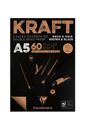 Скетчбук - блокнот 60л., А5  "Kraft", черный/крафт
