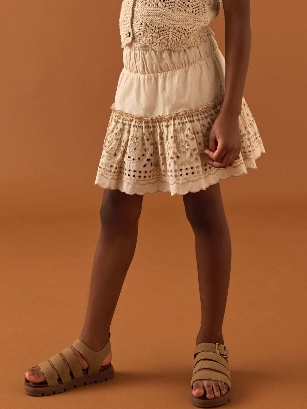 Юбка с вышивкой для девочки Next AD0-182, Светло-бежевый