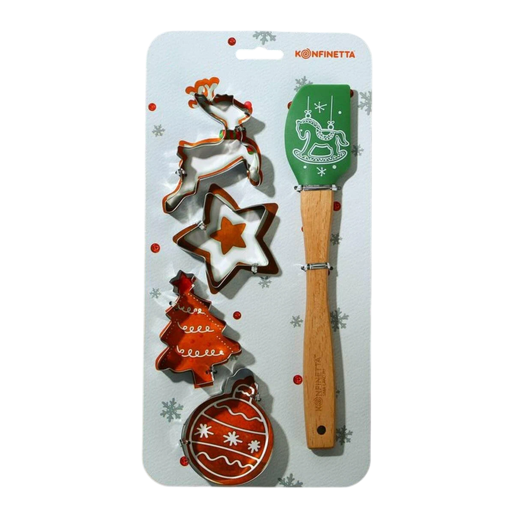 Набор кондитерский «Новогодние сладости», формы для печенья 4 шт, лопатка 1 шт