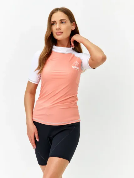 Футболка рашгард Sargan Агидель UPF 50+ женская св.персик/белый