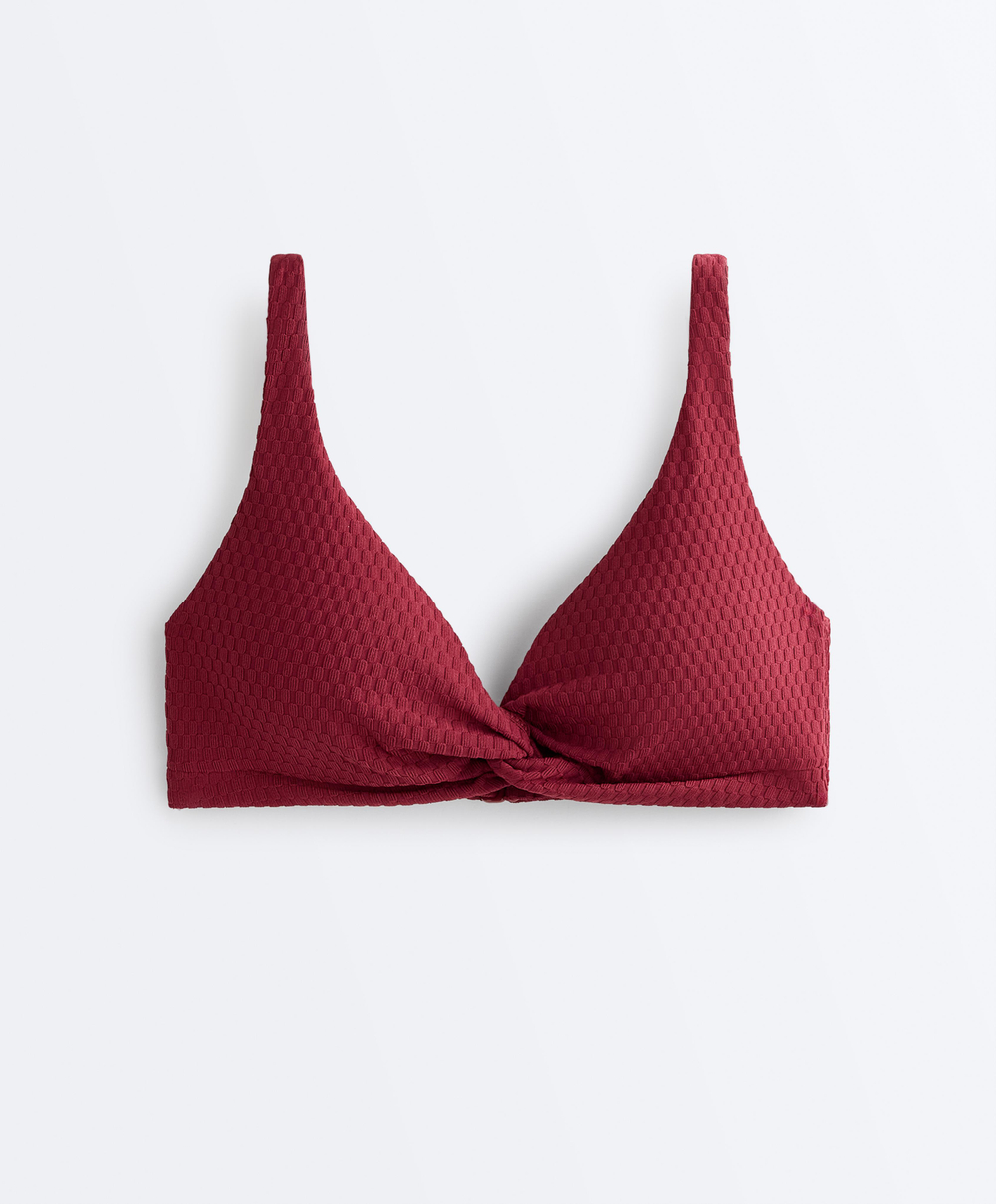 OYSHO Топ-бикини с жаккардовым узором, сливовый