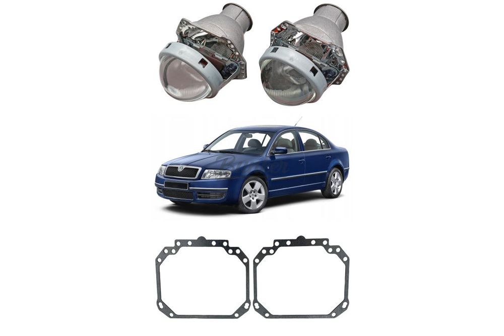 Готовый комплект для замены штатных линз Hella 2 Skoda Superb I рестайлинг 2006-2008