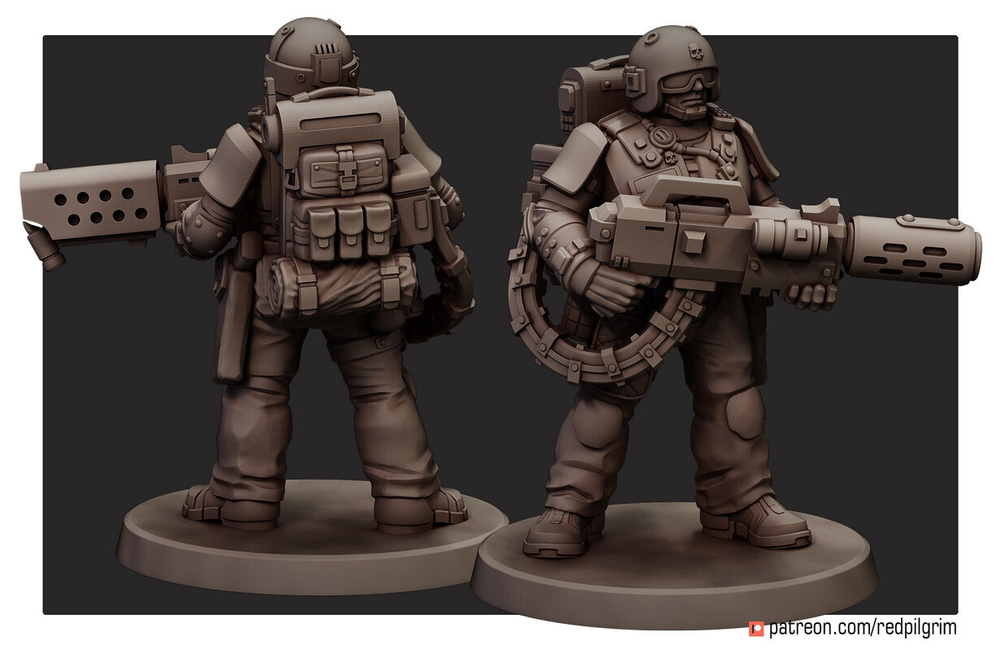 Astra Militarum Гвардеец с мельтопушкой миниатюра для AOS,Waha, Настольная игра, НРИ, Варгейм, РПГ