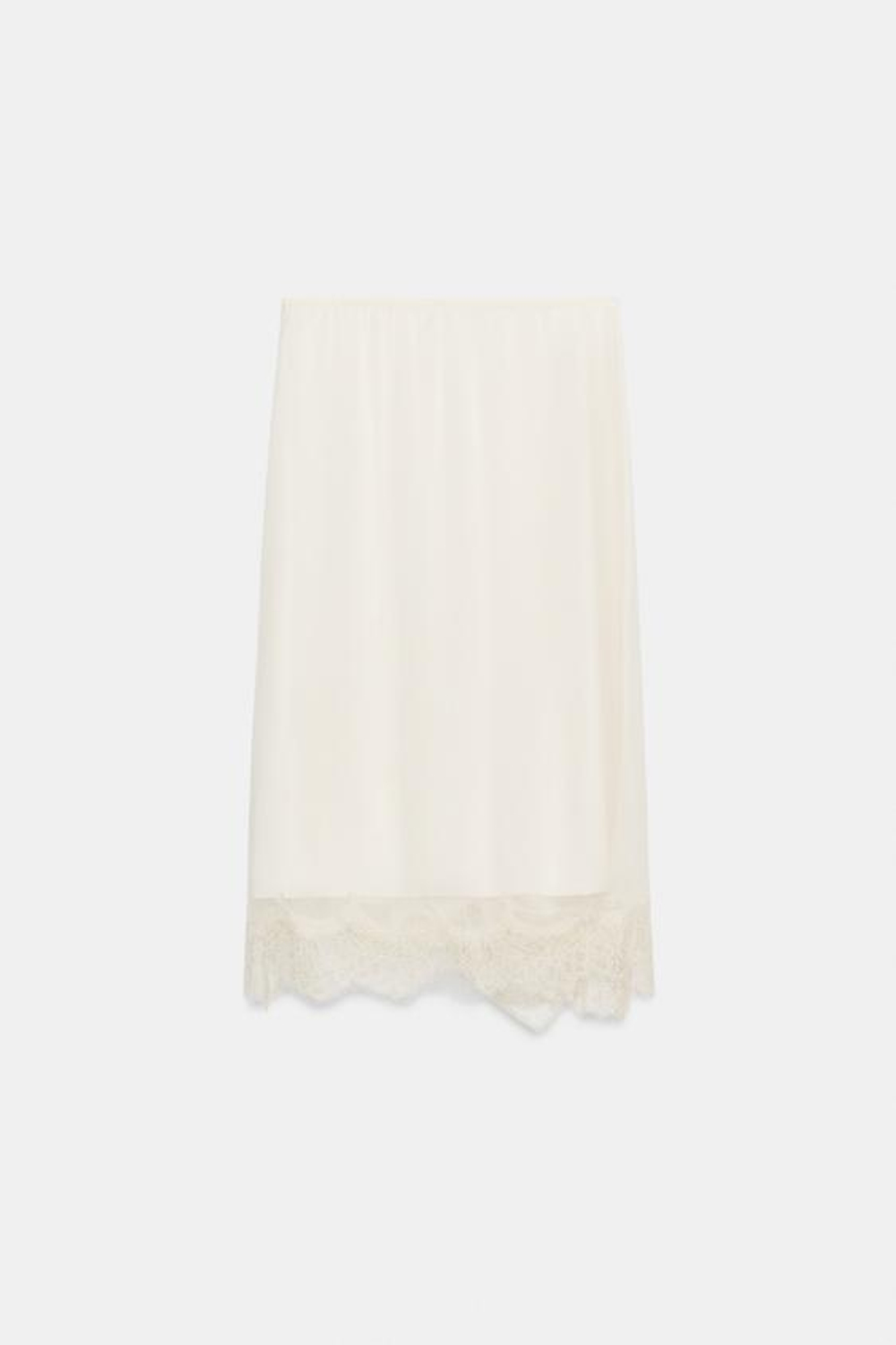 ZARA ЮБКА-ПАРЕО С КРУЖЕВОМ — ZW COLLECTION, ЖЕЛТОВАТО-БЕЛЫЙ