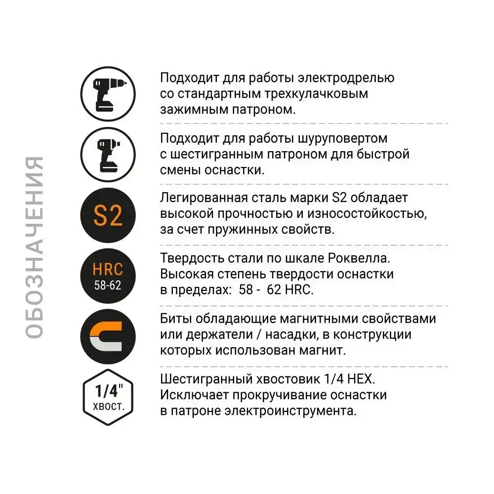 Биты для шуруповерта магнитные PH2 50 мм 2 шт NOX MAGNEO