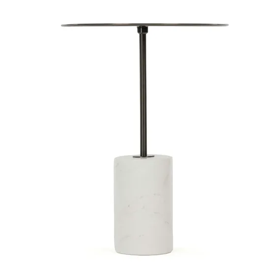 Кофейный столик Brasil 3, Ø45х61 см, белый мрамор, черная сталь