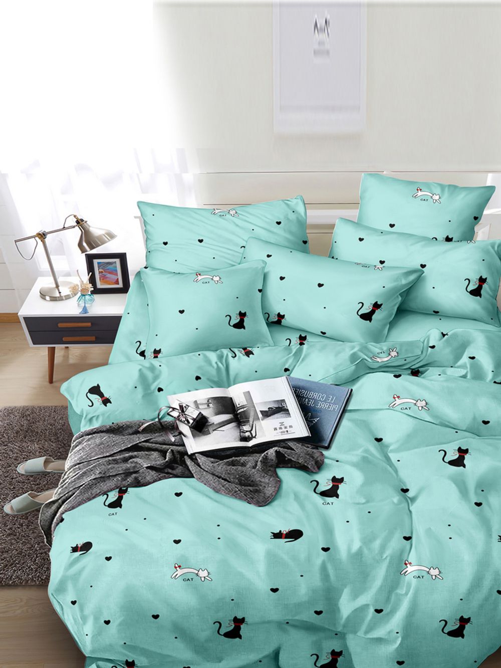 Простынь Simple House "Cat (полисатин)" 200х215 см