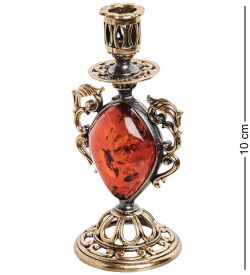 Народные промыслы AM-3275 Подсвечник «Канделябр» (латунь, янтарь)