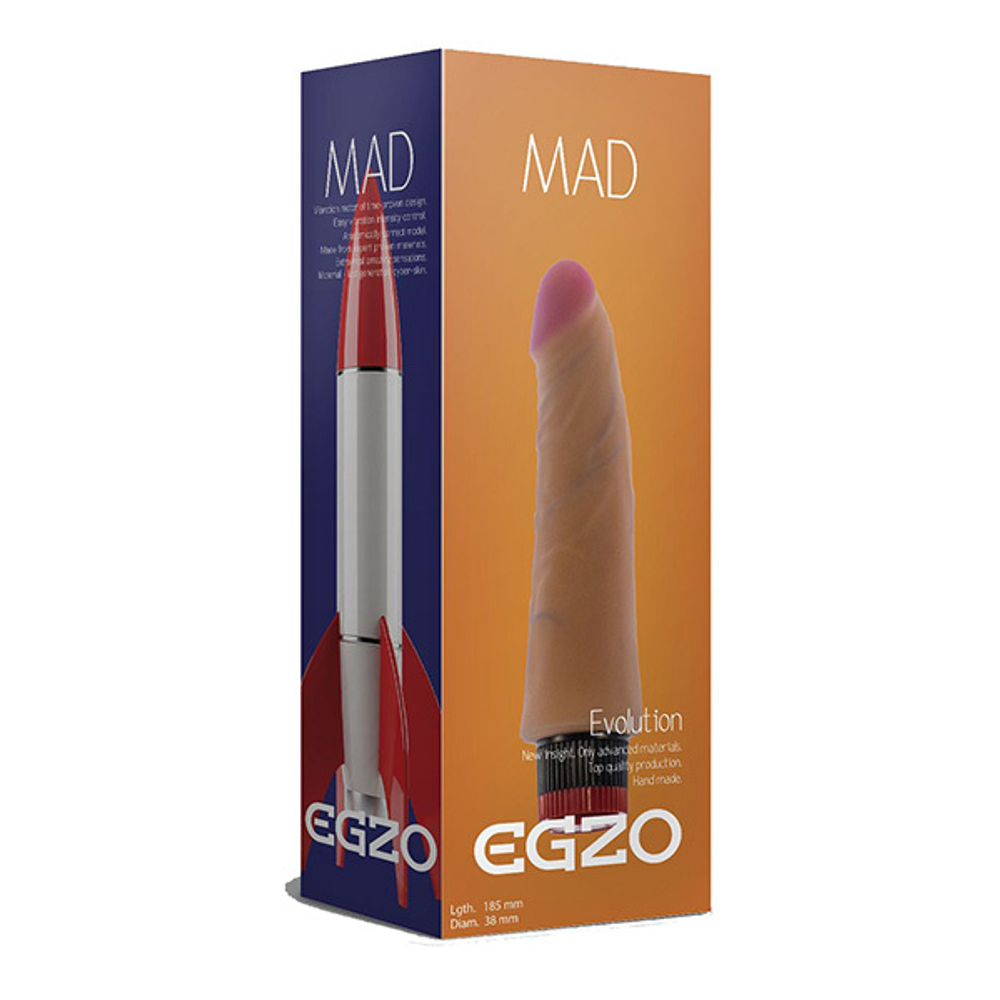 Реалистичный мультискоростной вибратор 18,5см без мошонки Mad Egzo Rocket