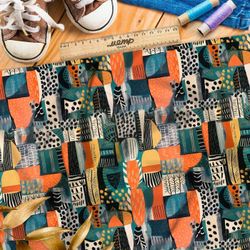 Ткань премиум таффета лесная эклектика