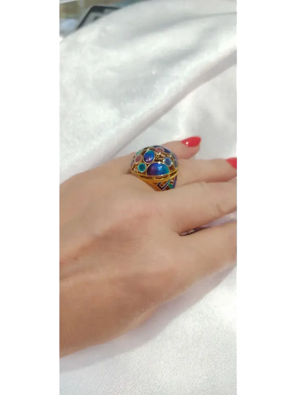 Ювелирное кольцо серебро 925 эмаль, позолота