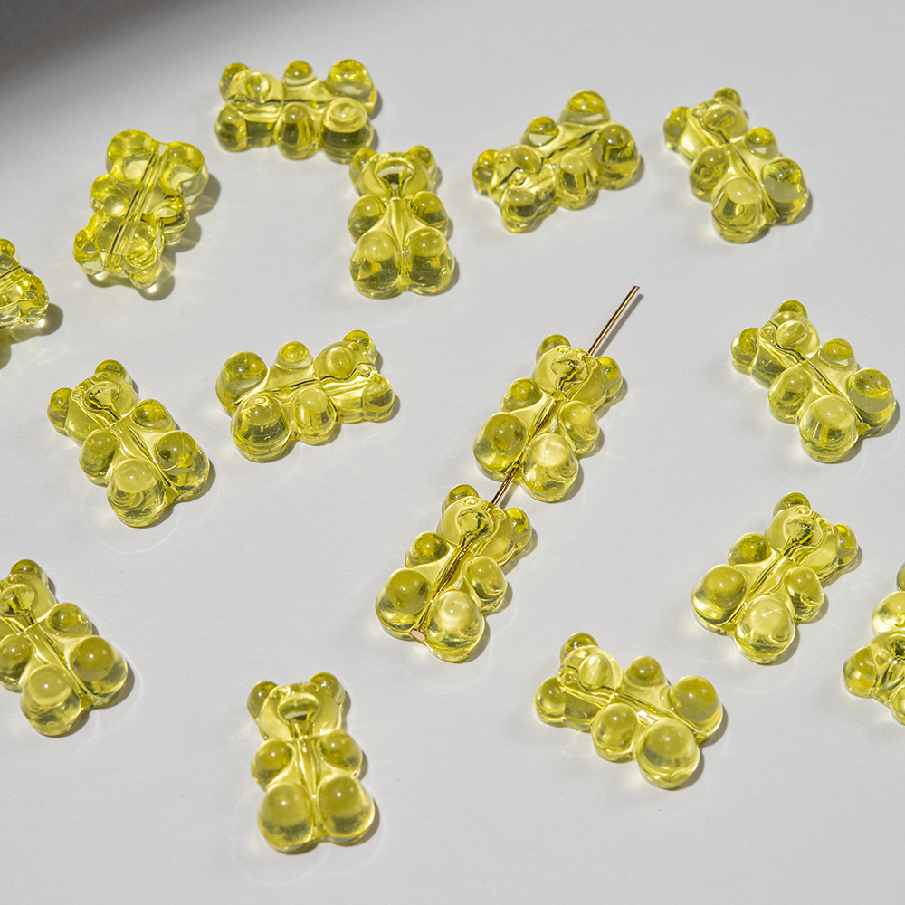 Подвеска "Мармеладный медвежонок", 18,5*12мм, желтый акрил