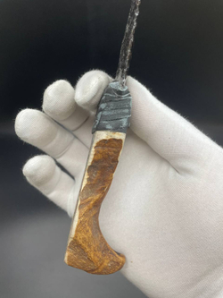 Обсидиановый нож с рукояткой из рога оленя с рисунком жирафа 17 см