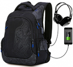 Рюкзак SkyName "90-125", 36*44*19см, 2 отделения, 3 кармана, чёрный