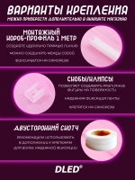Гибкая led неоновая лента от DLED длина 2м 6ммх12мм 12V DC 120 LED/m IP 67 белый цвет