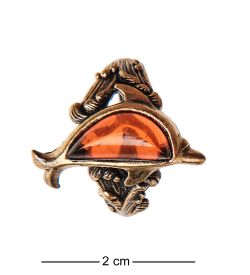 AM-2668 Кольцо «Дельфинчик» (латунь, янтарь)