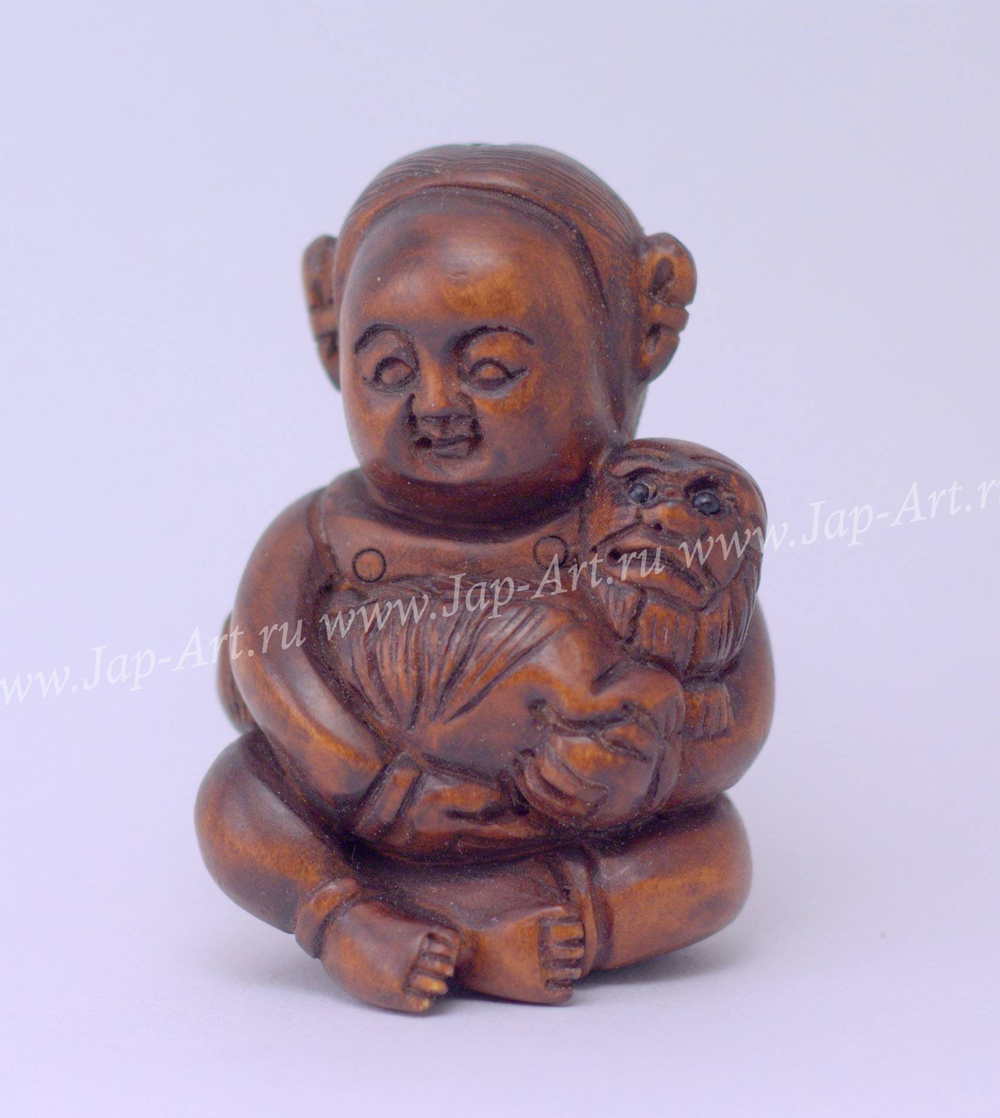 Нэцкэ Ребенок с Каппой (водяным)