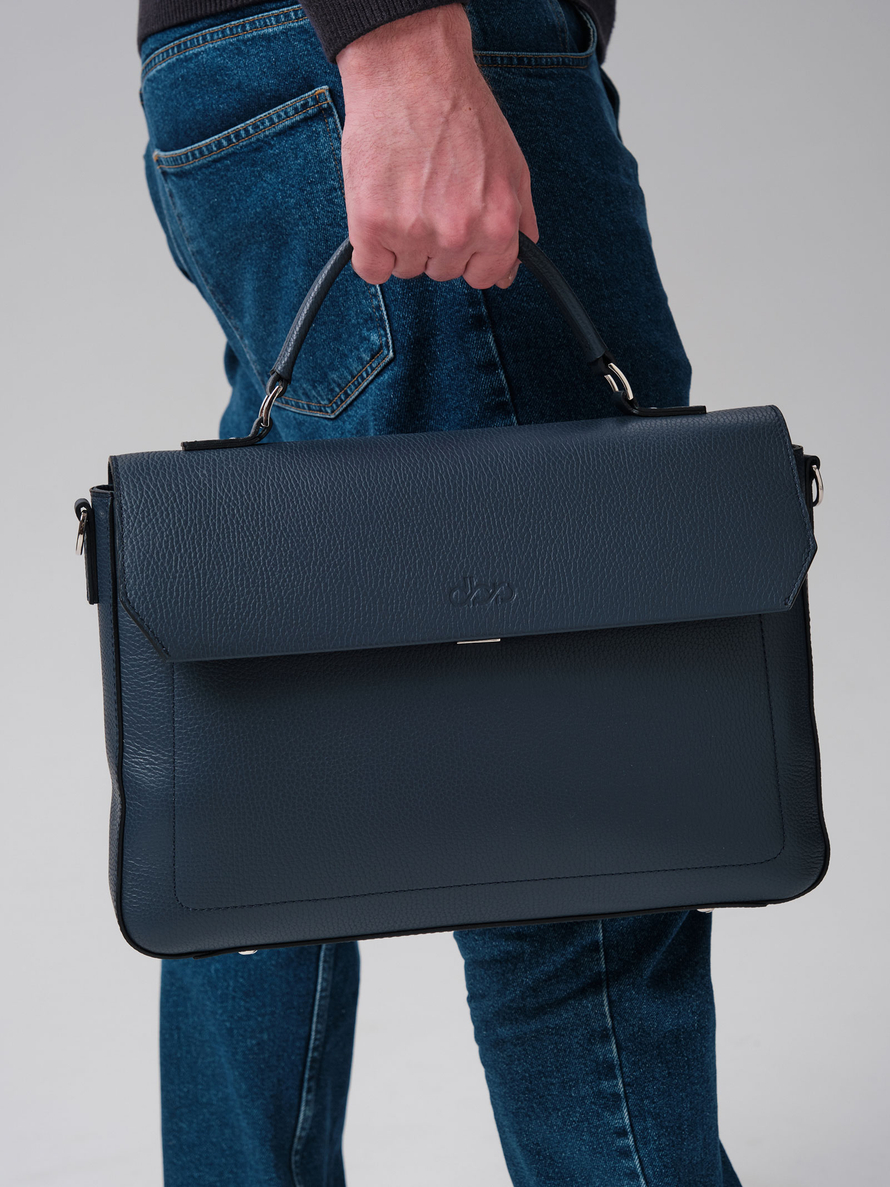 Мужская кожаная сумка Levi DBR 7115 насыщенный синий