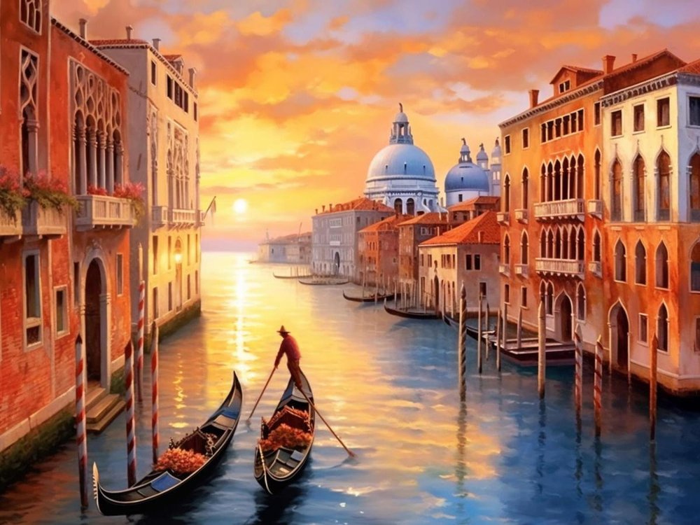 Алмазная мозаика 30х40см. "Неповторимая Венеция" с полн.заполнен.без подрам.(30цв) (Арт.НД-6319)