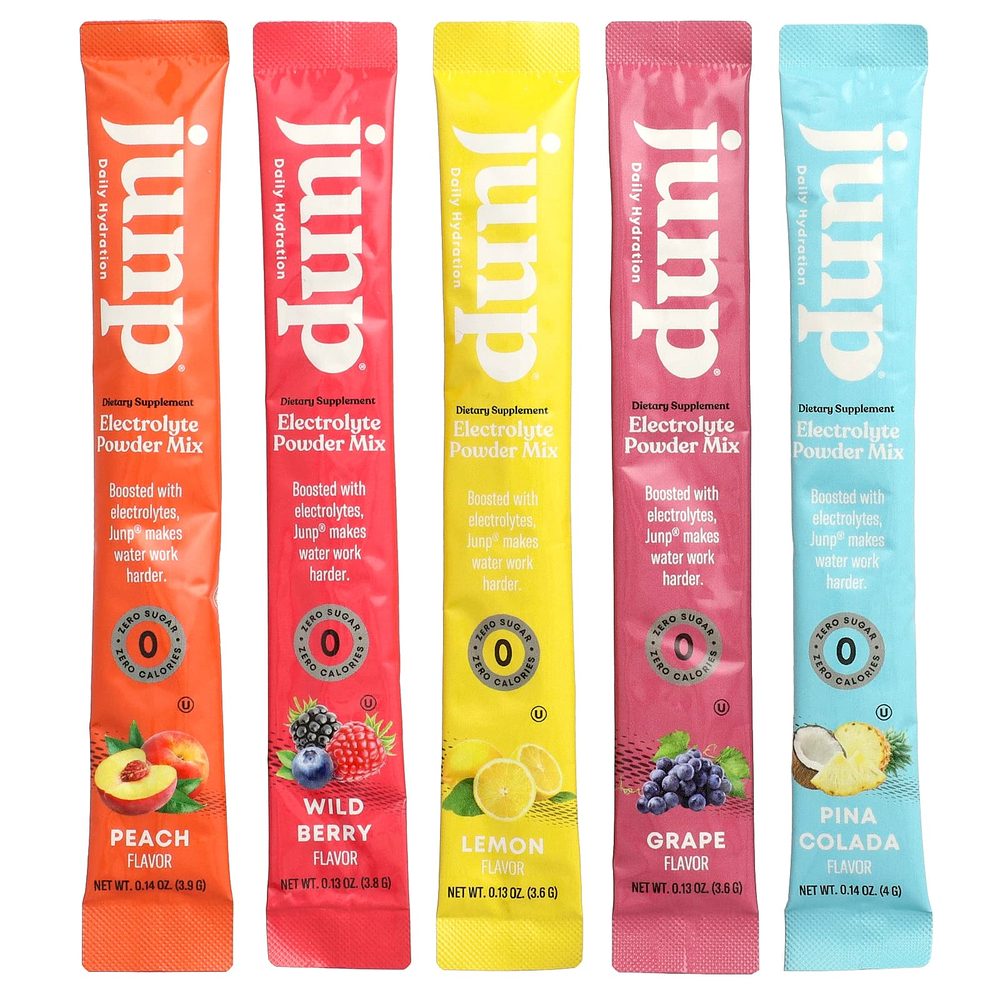 JUNP Hydration, электролитная порошковая смесь, ассорти вкусов, 5 пакетиков-стиков, 18,9 г (0,67 унции)