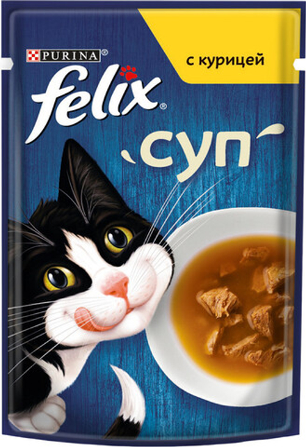 Felix, Корм для кошек, Суп с курицей, 48 гр.