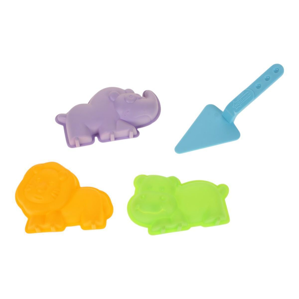 Формочки (3 шт) Лев, носорог, бегемот с мастерком (Нордпласт)