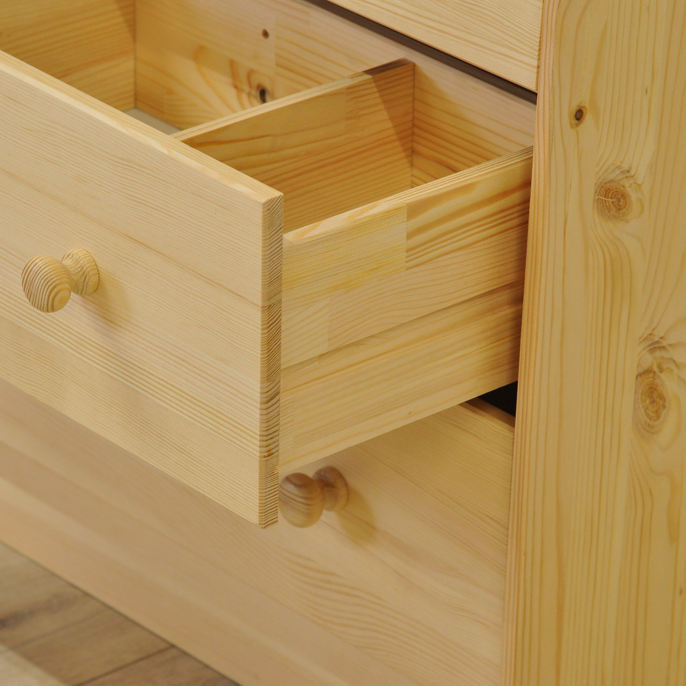 Dipriz Комод деревянный Раст с 3 ящиками для хранения с органайзером, из массива сосны