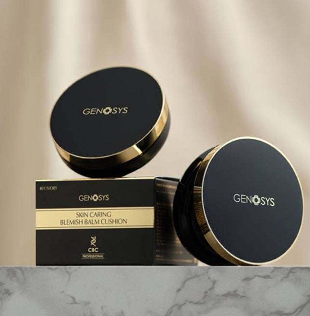 Genosys Ухаживающий BB-кушон с тонирующим эффектом SKIN CARING BLEMISH BALM CUSHION, 15 гр + 15 гр, оттенок BEIGE