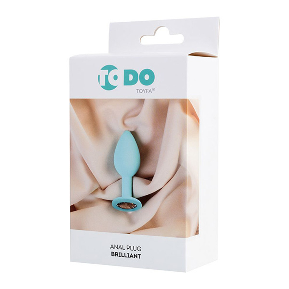 Мятная анальная втулка 8см с прозрачным кристаллом ToyFa ToDo Brilliant 357033