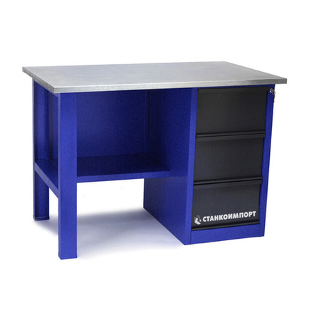Стол для слесарных работ 1200 мм однотумбовый с 3-мя ящиками без экрана